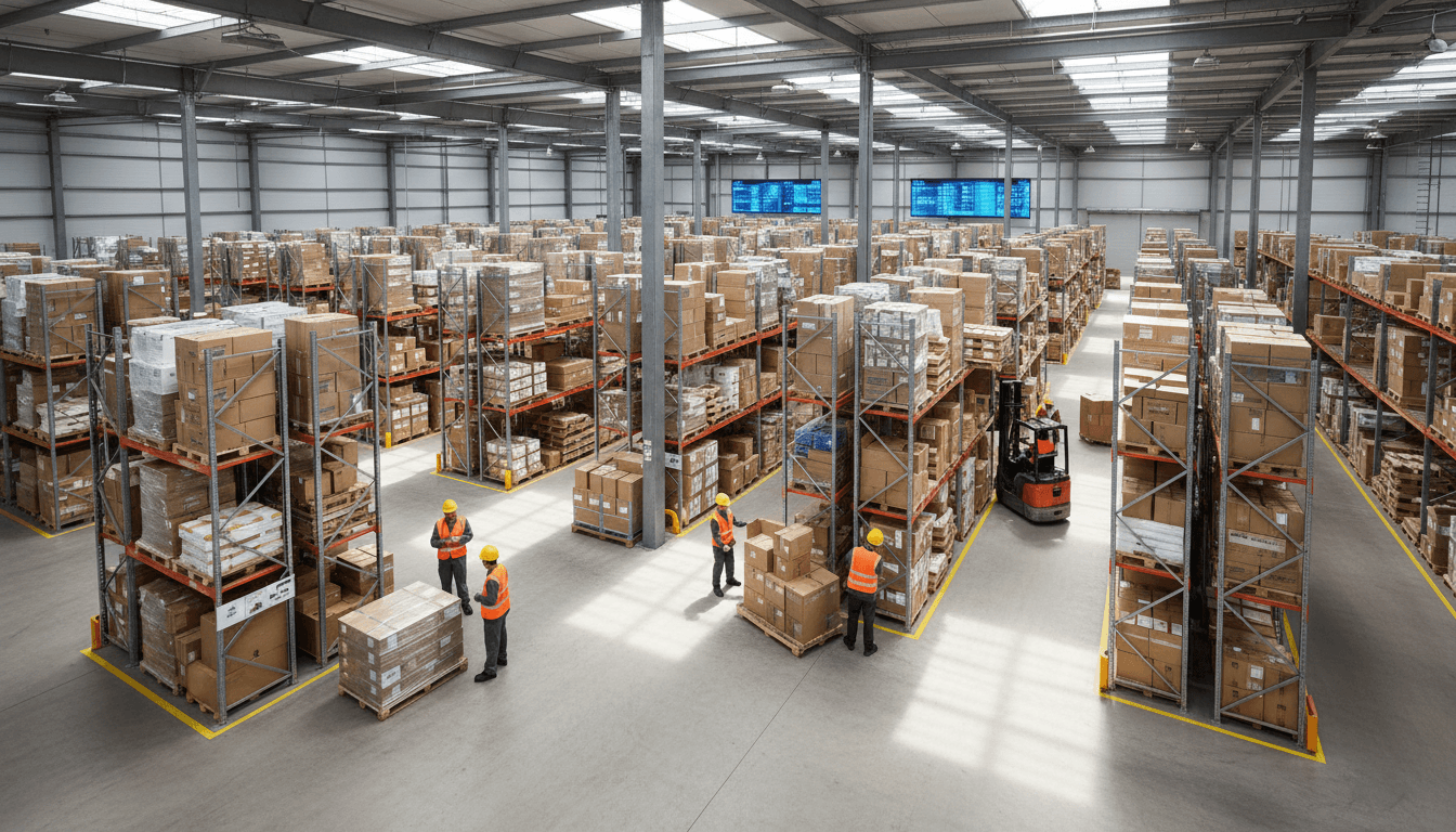 Warehouse crew moving freight with a pallet jack